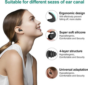 Swimming Ear Plugs, 3 Pairs Great Waterproof Ultra Comfy Earplugs, Reusable Silicone Ear Plugs for Swimming Surfing Snorkeling and Other Water Sports (Adults & Teens 14+)