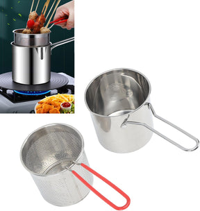 Deep Frying Pan Kitchen Accessories Mini Fryer Practical Oil Fryer Cooking Pot with Strainer Basket,