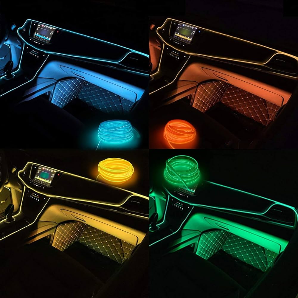 EL Glow Wire For Interior / Dashboard LED Light 6 Points With Acrylic - Mult