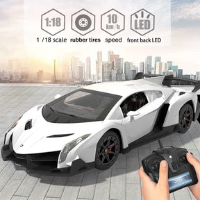 LAFALA Remote Control RC Cars Racing Car 1:18 Licensed Toy RC Car Compatible with Lamborghini Veneno Model Vehicle for Boys 6,7,8 Years Old, White