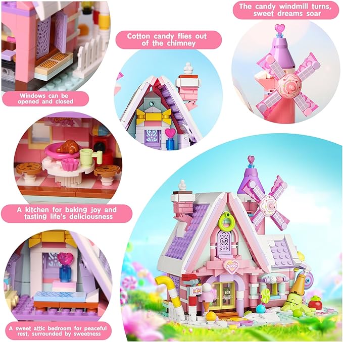 Candy House Toy Building Set That Compatible with Lego Sets for Girls 6-12 8-12 Fun to Build, Sparks Imagination, Charming Room Decor for Girls 8-12 for Girls Boys 6-12，547pcs