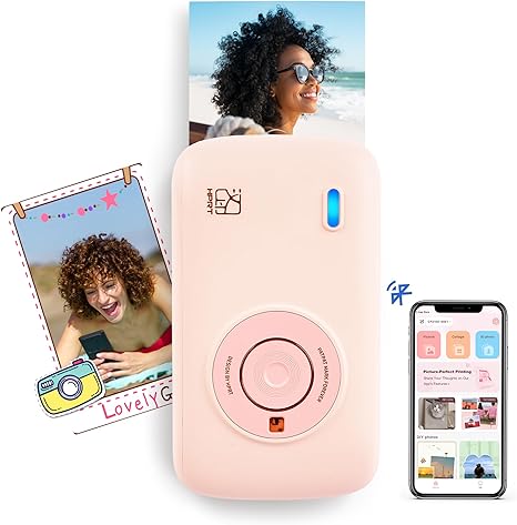 HPRT CP2100 Portable Photo Printer for iPhone and Android, 2.1x3.4 Mini Color Instant Printer, Bluetooth 5.0, Type-C Charging, Dye-Sublimation Technology, 10 Starter Sheets