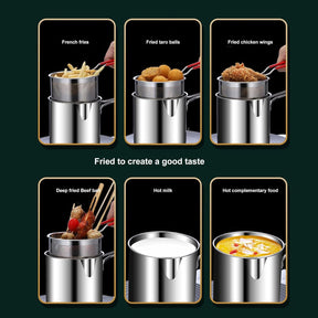 Deep Frying Pan Kitchen Accessories Mini Fryer Practical Oil Fryer Cooking Pot with Strainer Basket,