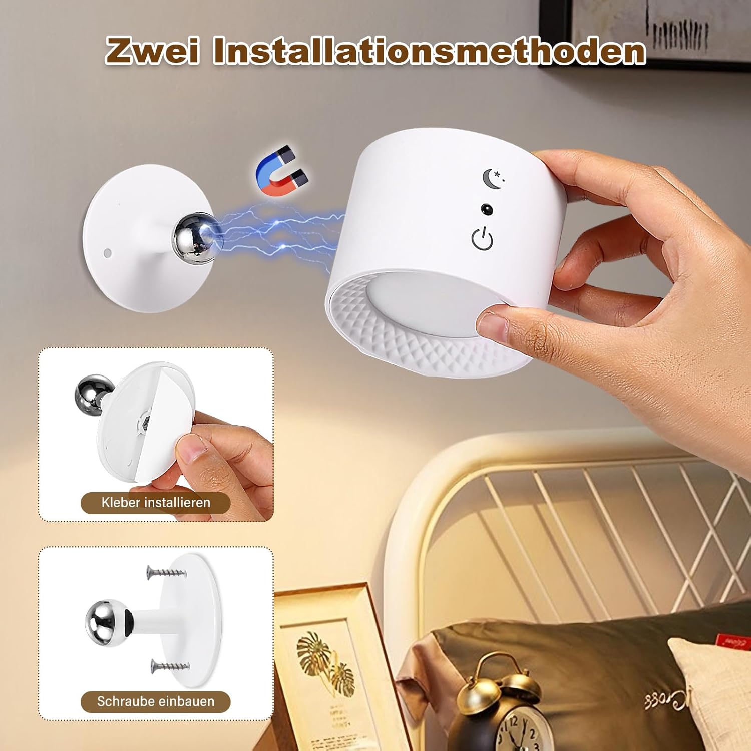 Magnetic LED Night Light Rechargeable Reading Lights Touch Remote Control Wall Sconces Light Cabinet Spotlight Night Wall Lamp