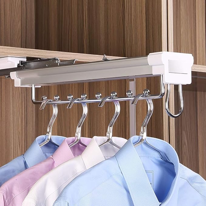 Removable Hanger with Damping Sliding Track,Sliding Coat Rack for Closet/Closet/Wardrobe,Metal Frame,Load 40kg (Size:456mm/18inch)