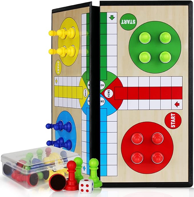 Ludo Game magnetic Board High Quality Game Board Folding Travel Board Game For kids &Adults and Family with goti (complete set )