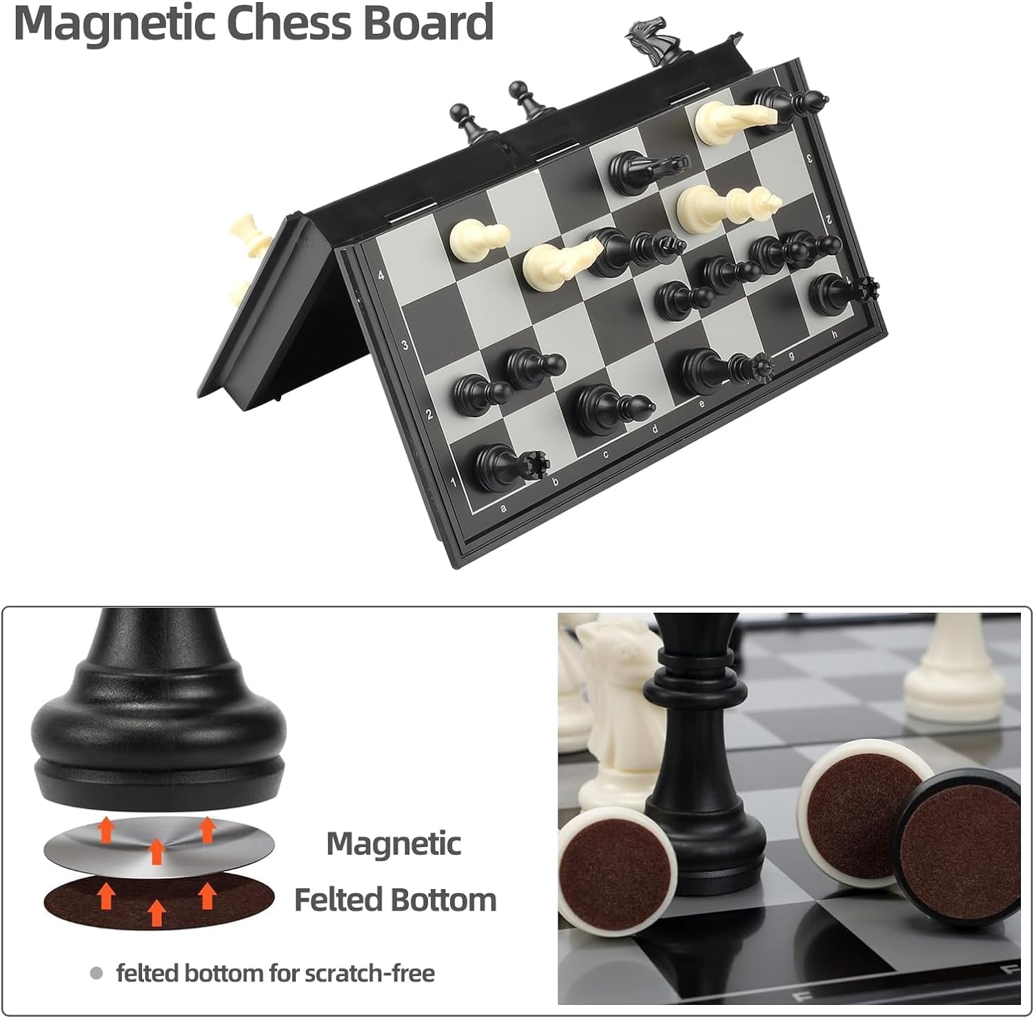 Magnetic Chess Set - Folding Board with Storage Box & 2 Extra Queen.