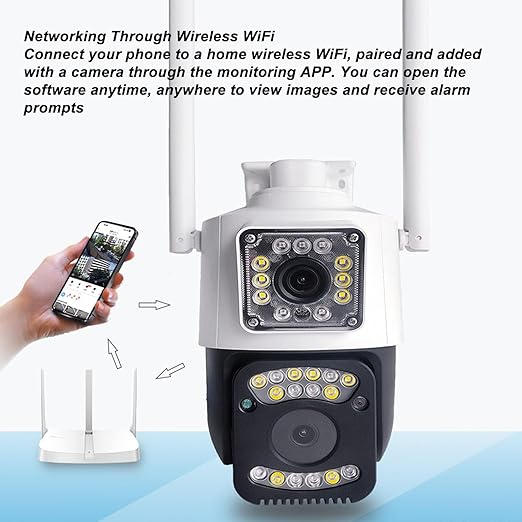 PTZ WIFI OUTDOOR DURAL LENS 2MP+2MP 4MP IN TOTAL DURAL IR LED COLORVU NIGHT VISION APP V380 PRo