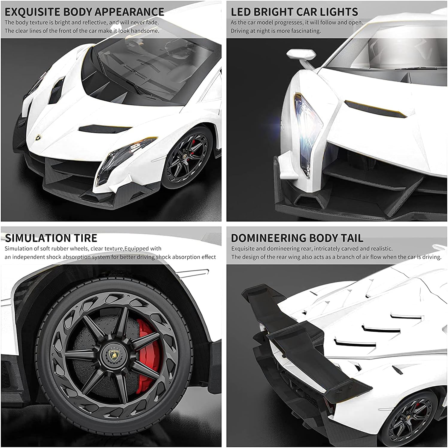 LAFALA Remote Control RC Cars Racing Car 1:18 Licensed Toy RC Car Compatible with Lamborghini Veneno Model Vehicle for Boys 6,7,8 Years Old, White