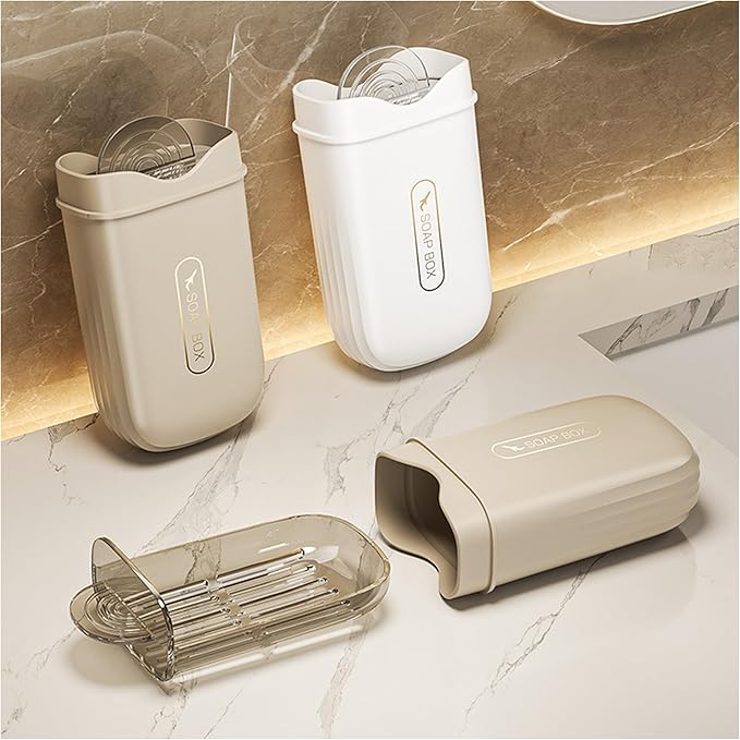 2Pcs Travel Soap Container, Portable Bar Soap Holder, Leakproof Plastic Travel Soap Saver Box Perfect for Camping Outdoor Bathroom Gym Hiking Traveling Business Trips