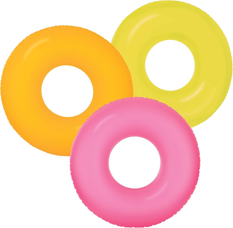 3 Pack Intex Neon Frost Swim Tubes Inflatable 36" Pool Floats and Rings