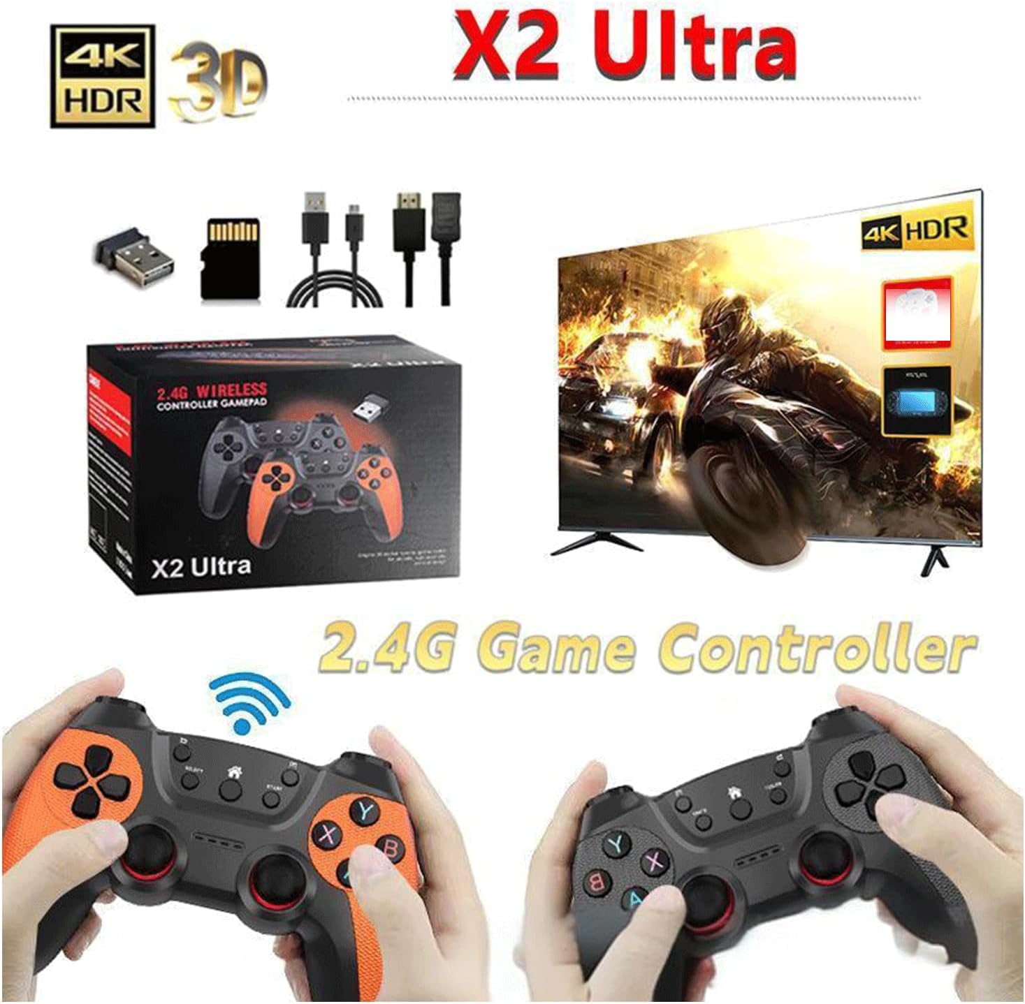 Game Stick X2 Plus & GD10 PRO 64GB & 128GB Support Retro Video Game 4K 3D HD Console Wireless Controller TV 40+ Emulator For PS1/N64/DC