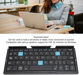 JOMAA Pocket Folding Bluetooth Mobile Phone Keyboard Wireless Keyboard Foldable Wireless Keyboard with for iPad iPhone Android