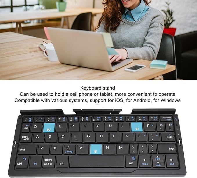 JOMAA Pocket Folding Bluetooth Mobile Phone Keyboard Wireless Keyboard Foldable Wireless Keyboard with for iPad iPhone Android