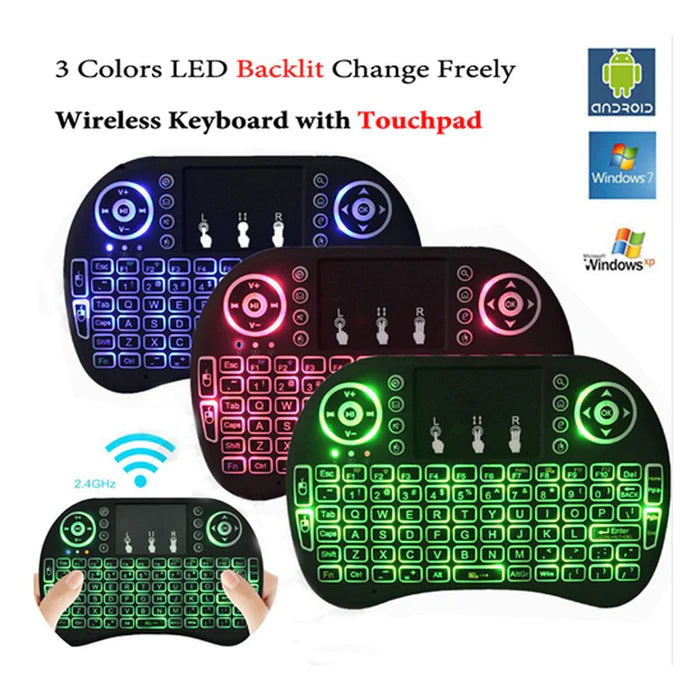 MINI TOUCH PAD RF 500 WIRELESS WITH 3 COLOUR BACKLIGHT KEYBOARD MOUSE