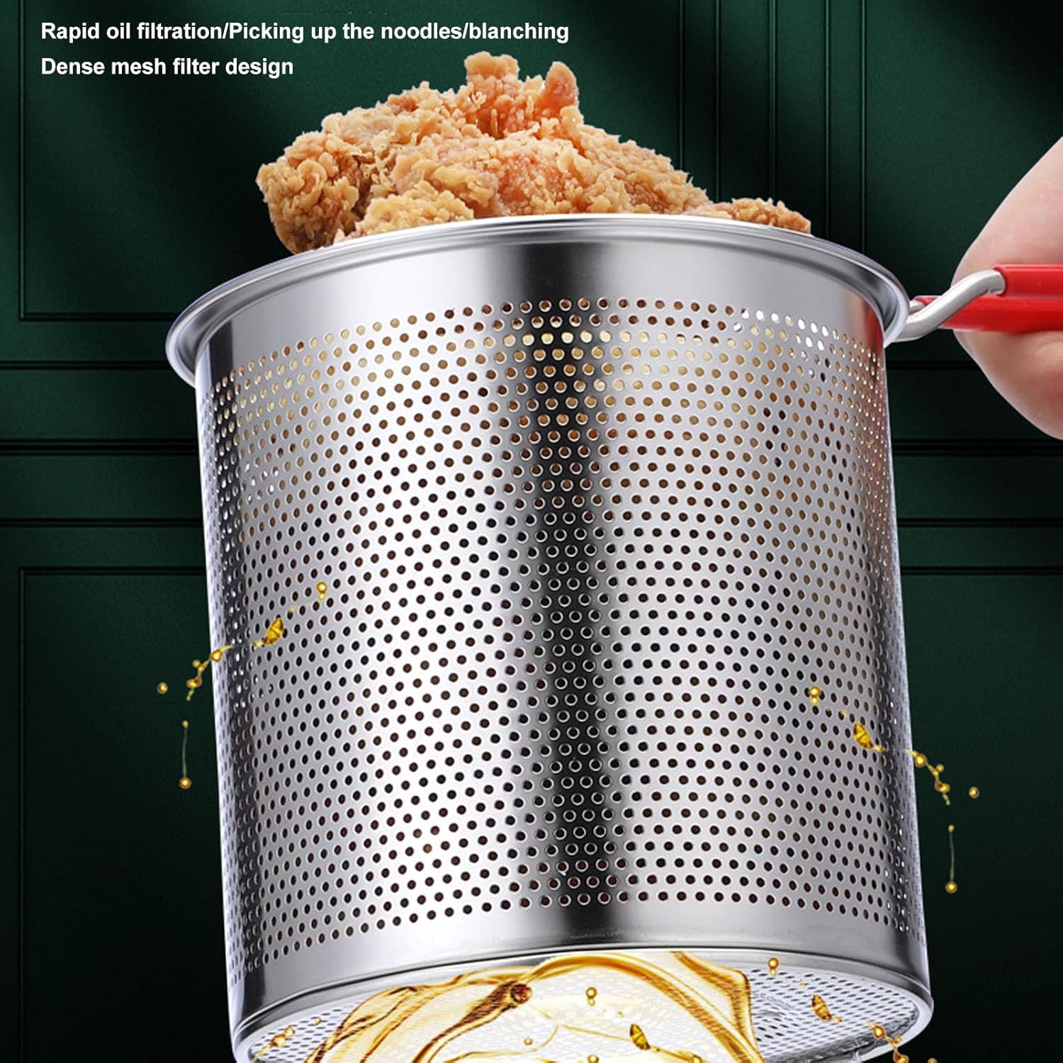 Deep Frying Pan Kitchen Accessories Mini Fryer Practical Oil Fryer Cooking Pot with Strainer Basket,