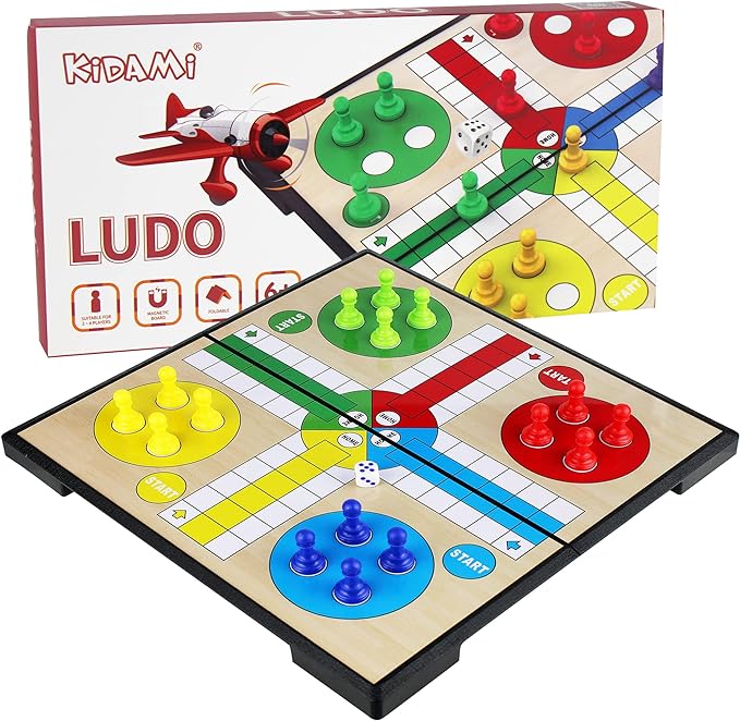 Ludo Game magnetic Board High Quality Game Board Folding Travel Board Game For kids &Adults and Family with goti (complete set )