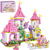 Girls Castle Princess Building Sets, Girl Dream House Princess Castle Building Blocks Kit with DIY Diamond Stickers STEM Toy Fantasy Gifts for Kids Age 6-12 Years Old (1460 PCS)