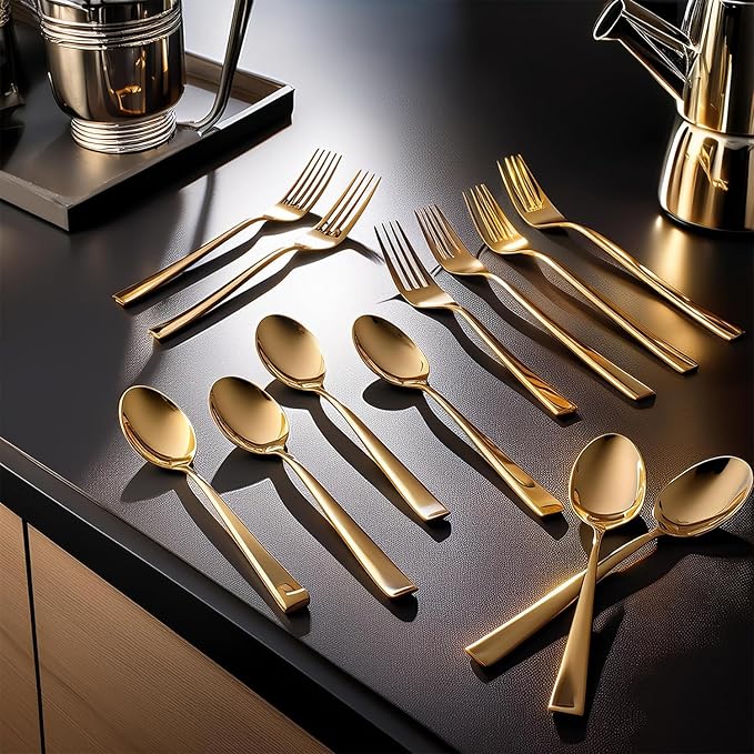 Premium Golden Cutlery Set  (Set of 24)