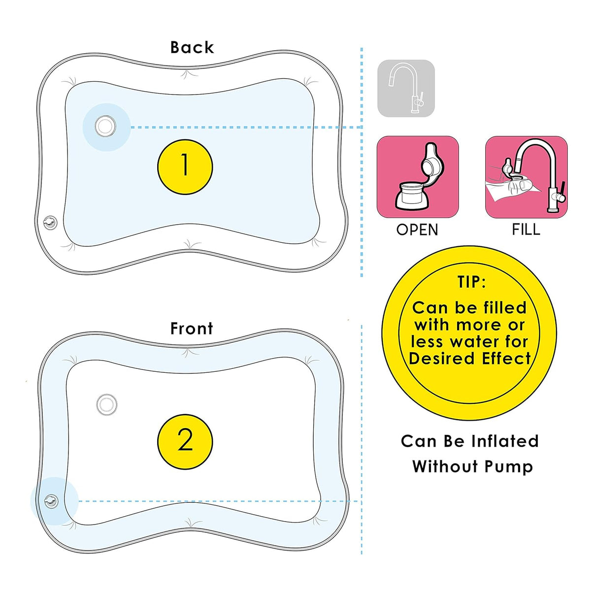 Splashin'kids Inflatable Tummy time Premium Water mat Infants and Toddlers is The Perfect Fun time Play Activity Center Your Baby's Stimulation Growth