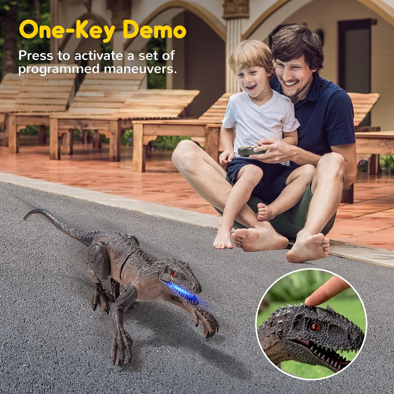 SGILE Remote Control Dinosaur Toys for Boys 3 5 7 8 12, Rechargeable Robot Dinosaur with Light & Sound, Jurassic Velociraptor Toddler Toys with Demo Key/Vivid Walking, Birthda