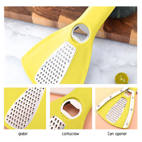 2 in 1 Bottle Openers and Slicer for Kitchen, Multifunctional Vegetable Slicer Veggie Slicer, Vegetable Cutter, Julienne Shredder for Small Job In Kitchen, Kitchen Gadgets, Yellow