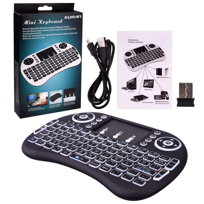 MINI TOUCH PAD RF 500 WIRELESS WITH 3 COLOUR BACKLIGHT KEYBOARD MOUSE