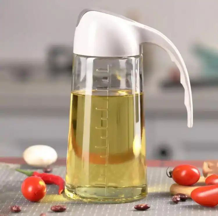 New 600ml Kitchen Storage Bottle with Automatic Opening and Closing of Glass Oil Bottle