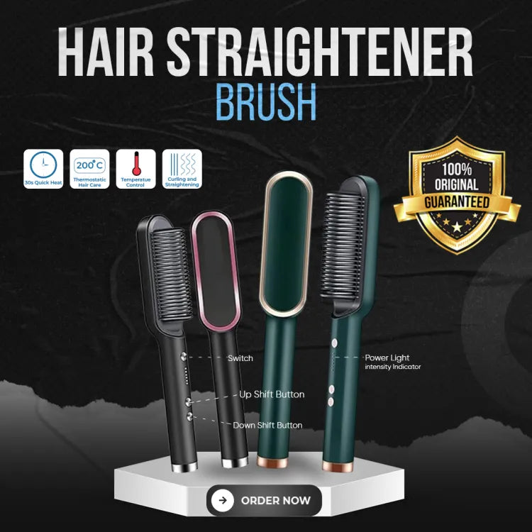 Hair Straightener Brush 2 In 1 Hair Hot Comb Electric Hair Straightener Curler Heating Styling Comb Straightening and Curling Styling Tool