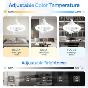 E27 Ceiling Fan Bulb With LED Light And Remote Control Chandelier RGB Color Dimmable Ventillator Lamp For Home Lighting