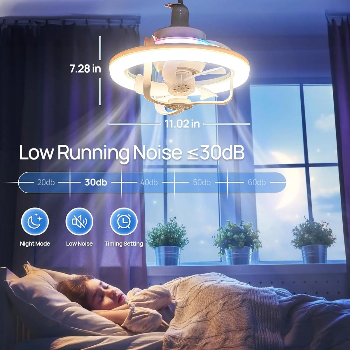 E27 Ceiling Fan Bulb With LED Light And Remote Control Chandelier RGB Color Dimmable Ventillator Lamp For Home Lighting