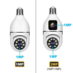 Wifi Dual Lens Camera 1080P Night Vision Bulb 360° Indoor Wireless IP Camera Baby Monitor V380 CCTV Security Protection