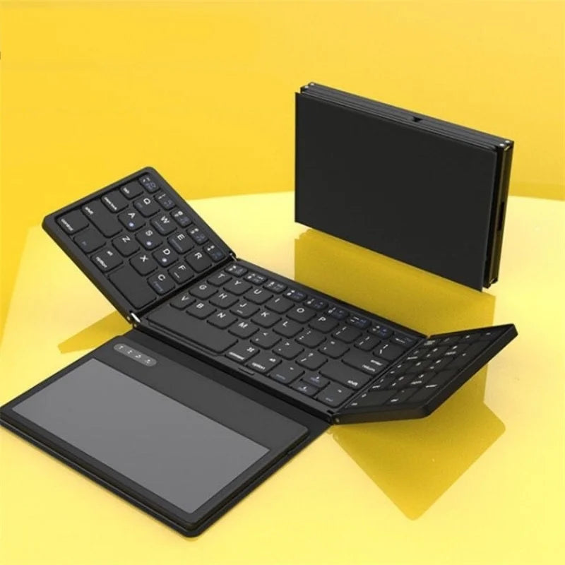 Foldable Mini Wireless Keyboard With Touchpad Slim Silent Folding Touch Bluetooth Keyboard For iPad Tablet Apple Numeric Keypad