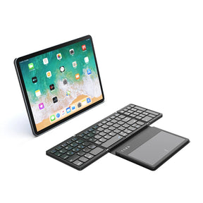 Foldable Mini Wireless Keyboard With Touchpad Slim Silent Folding Touch Bluetooth Keyboard For iPad Tablet Apple Numeric Keypad