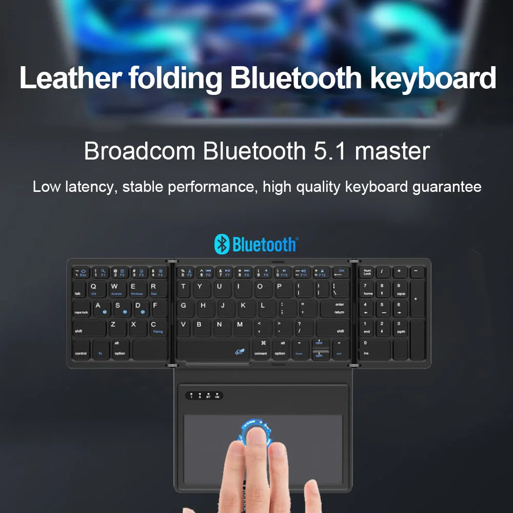 Foldable Mini Wireless Keyboard With Touchpad Slim Silent Folding Touch Bluetooth Keyboard For iPad Tablet Apple Numeric Keypad