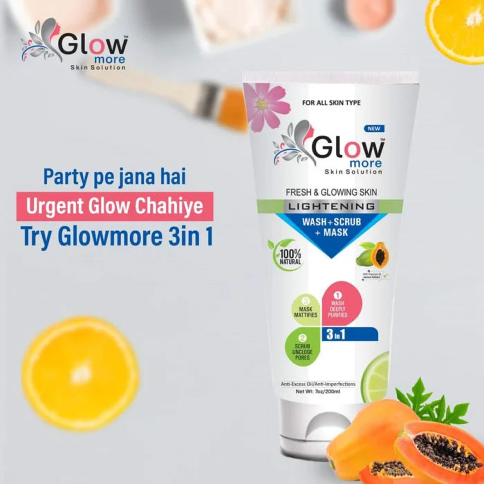 Glow More Face Wash And Scrub Mask 3 In 1