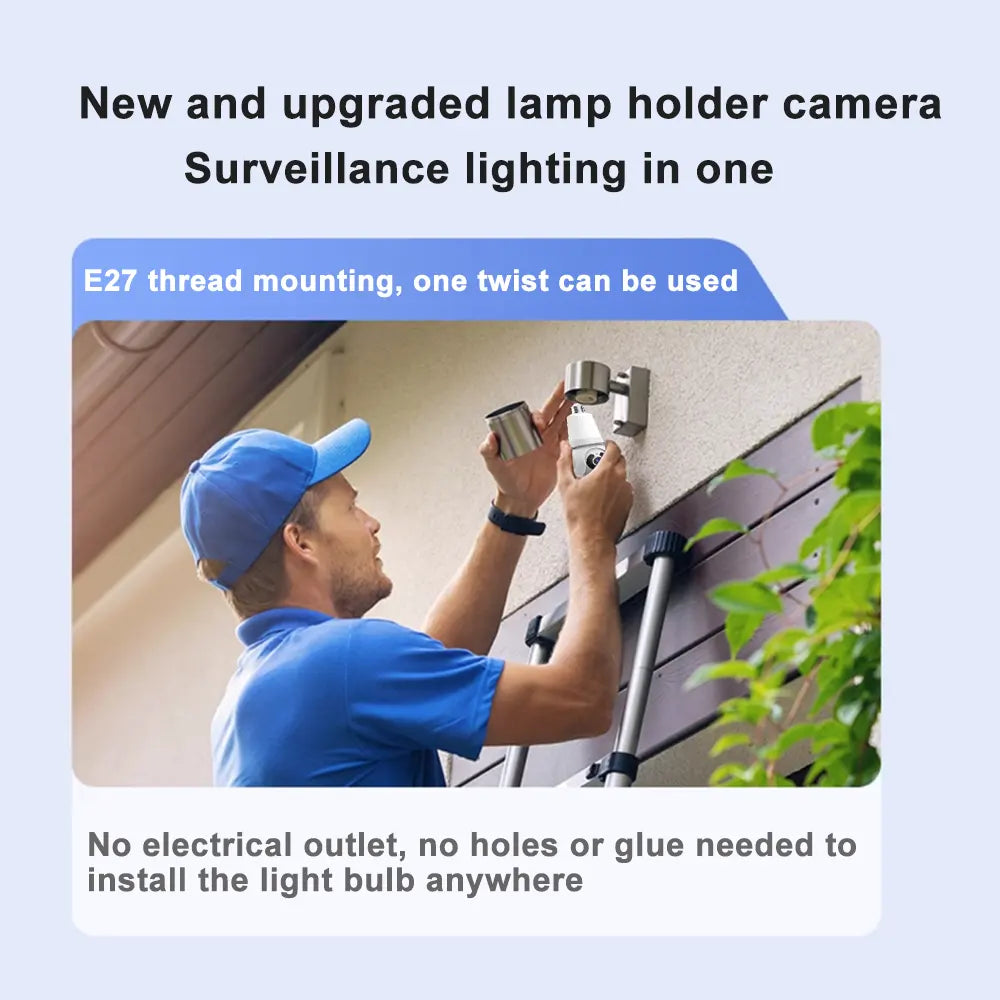 V380 720P 3MP Sight Bulb HD Camera 360 WIFI Auto Tracking Illuminable Light Wireless Home Camera Bulb Security System