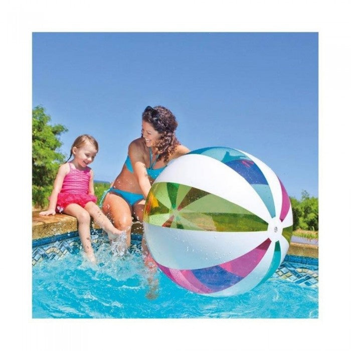 INTEX LIVELY PRINT TRANSPARENT BEACH BALLS 20 INCH / GIANT COLORFUL STRIPES BEACH BALL 42 INCH FOR KIDS
