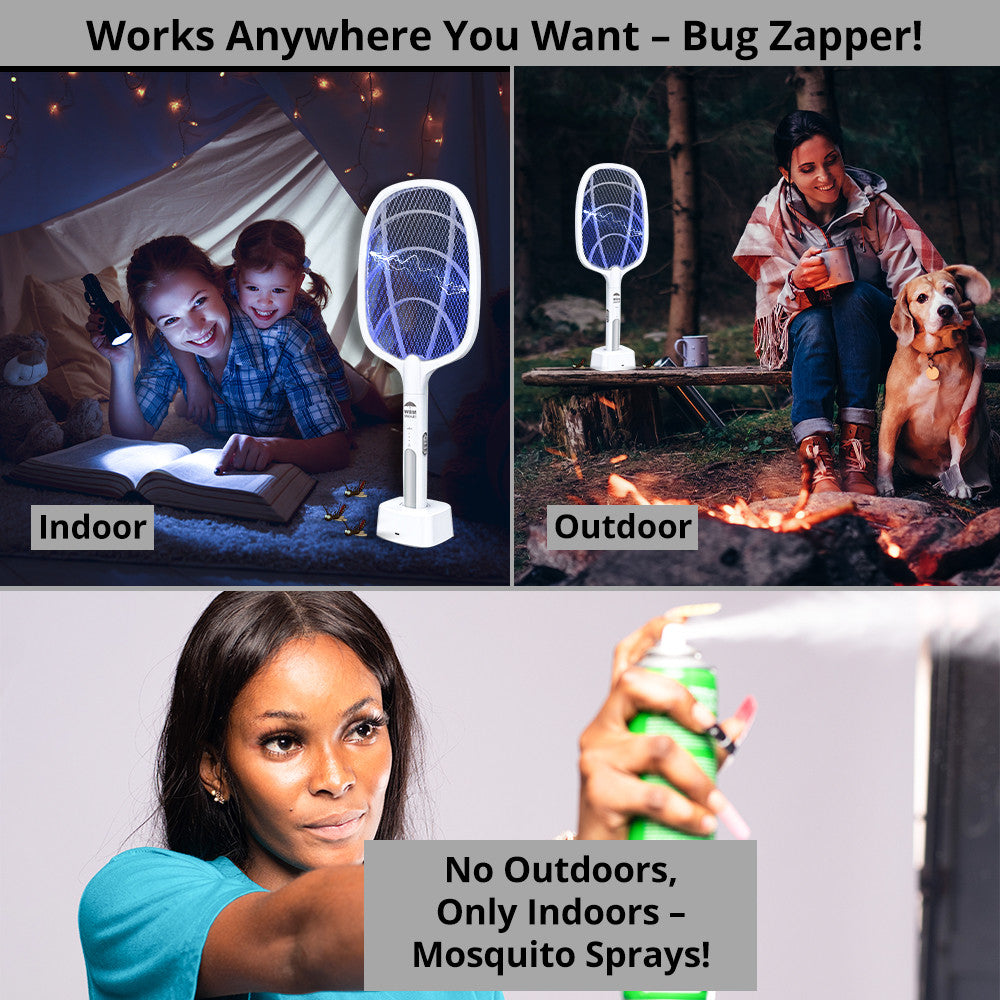2 In 1 Electric Mosquito Killer With UV Light LED Lamp Summer Mosquito Trap Racket Anti Insect Bug Zapper USB Rechargeable KS