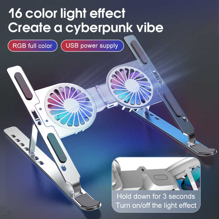 World Debut C9 Pro Foldable Laptop Stand Fan LED Controllable Height Adjustable Laptop Cooler Aluminum Laptop Cooling Pad