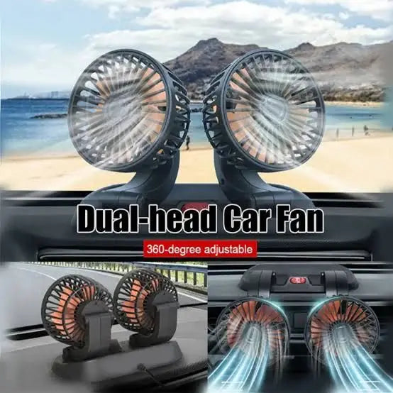 USB Powered Car Fan Multi-Angle Rotatable Dual Head