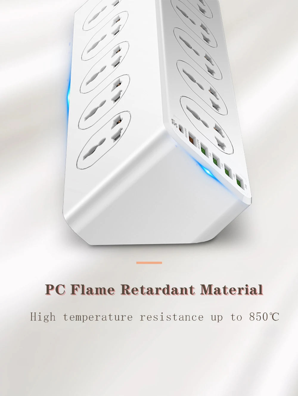 Universal Power Strip Extension Cord Socket 10 Outlet Multi Plug QC PD Fast Charging USB Charger for iPhone 13 12 EU US UK Plug