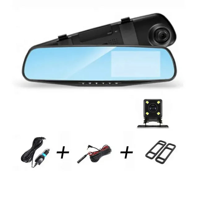 Car DVR Mirror Dash Cam Front And Rear 170 Angle Reversing Camera Digital Video Recorder Backup HD 1080P Dual Lens Night Vision