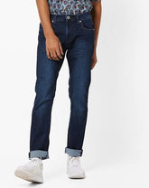 Faded Mens Dark Blue Jeans