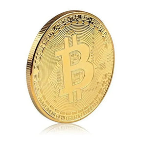 Gold Plated Bit Coins Collectible (Pack Of 5)