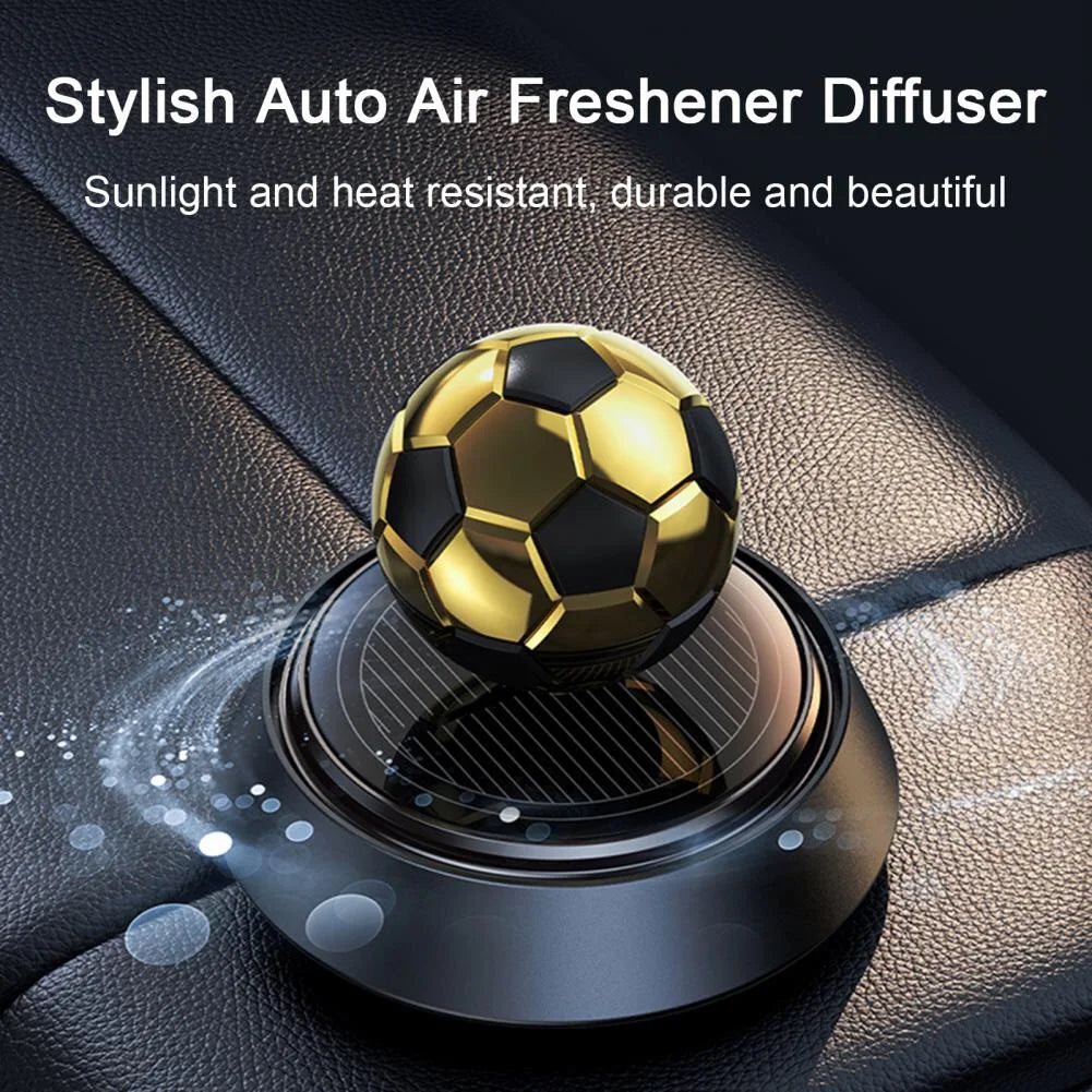 Solar Rotating Football Air Freshener with Liquid Bottle Perfume