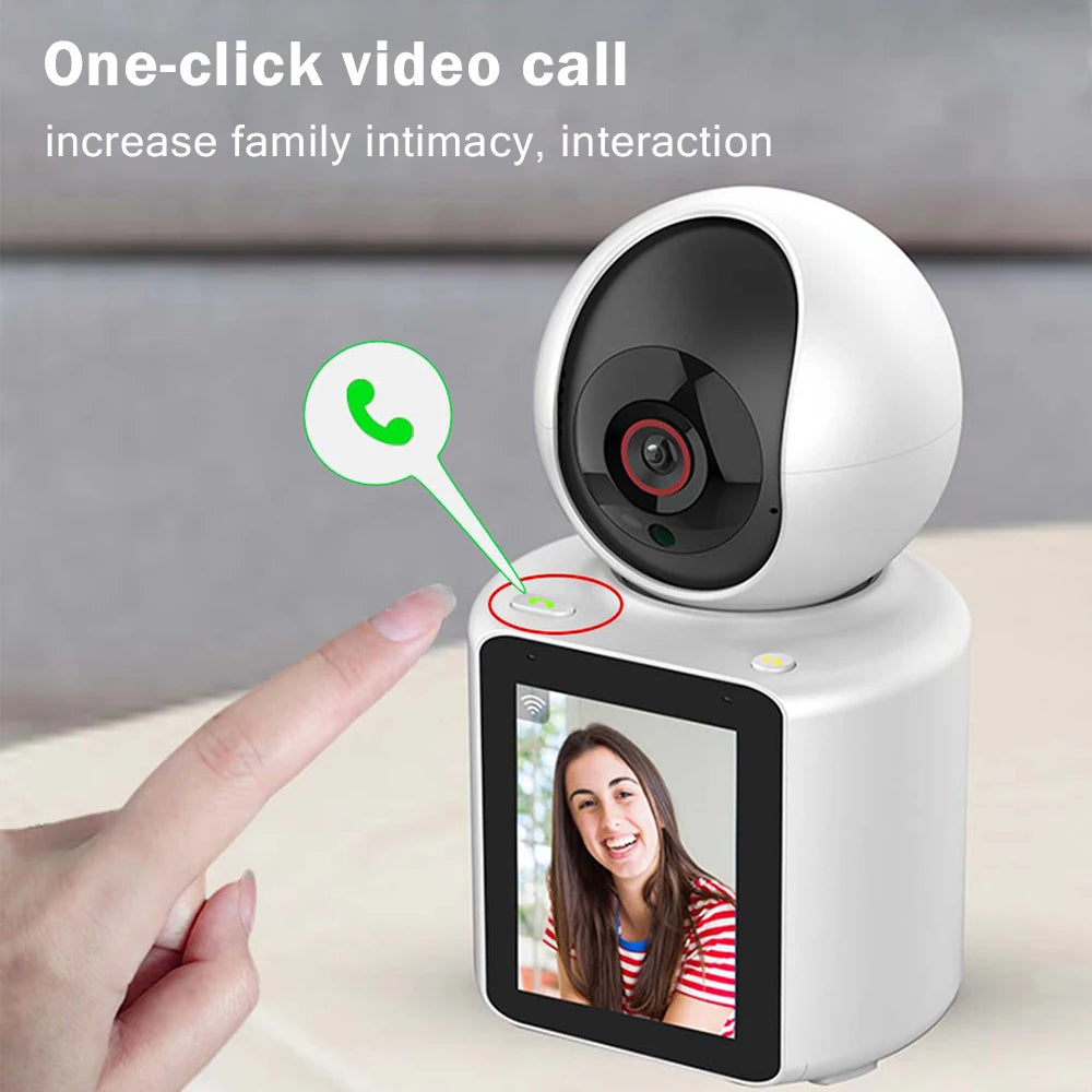 Video Calling Smart WiFi Camera with Screen | Two-Way Video Calling | Full HD Resolution | Wide Angle View | Human Detection | App Control | One-Button Call | PTZ Control