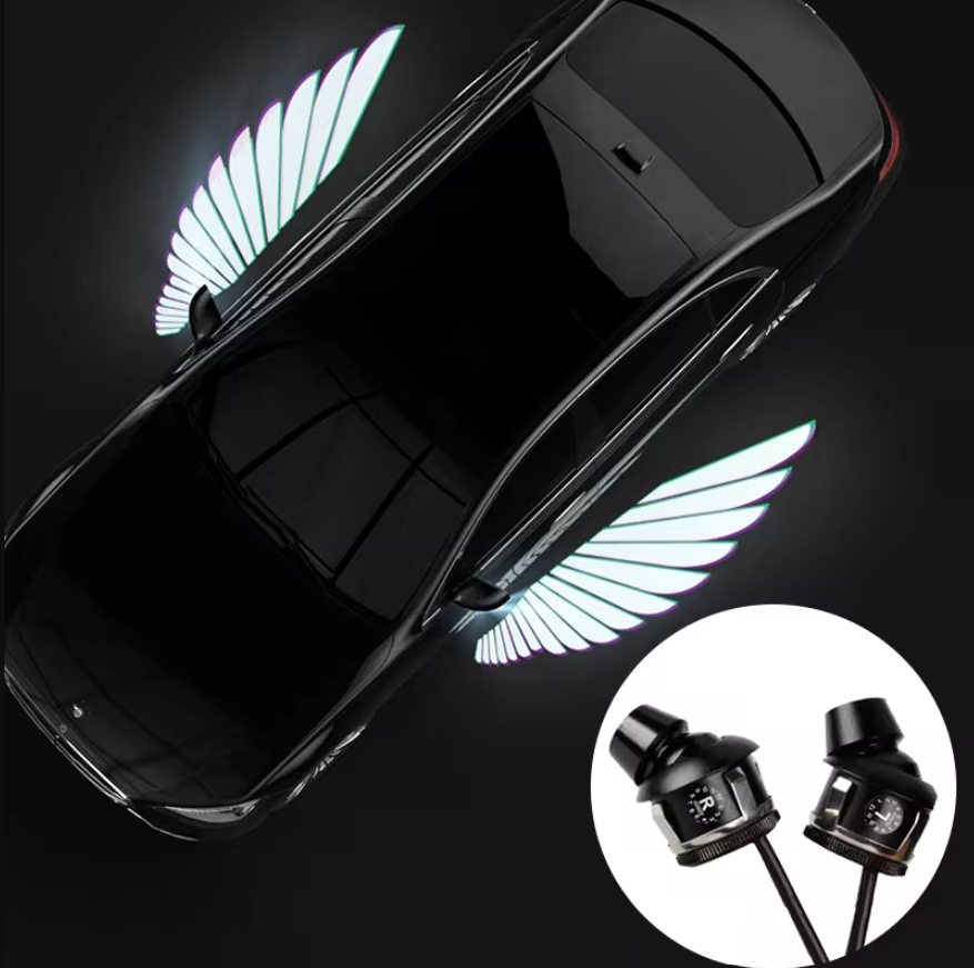 Universal Car Rearview Mirror Side LED Angel Wing Light Dynamic Projection Lamp 2 Pc