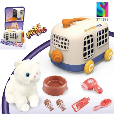 Sy Bus Cage Lovely Pet House Plush Dog Cat Rabbit Small Christmas Baby Stuffed Animal Toys with Tow Rope