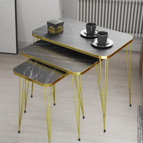 Square White/Black Side Table Set /Coffee